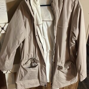 Women's Beige Hooded Jacket
